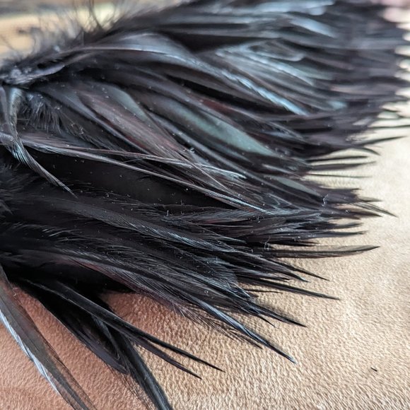 IGNITE EVENINGS BY CAROL LIN FORMAL COCKTAIL DRESS GOLD BLACK LACE FEATHERS SZ 6 - Picture 8 of 9